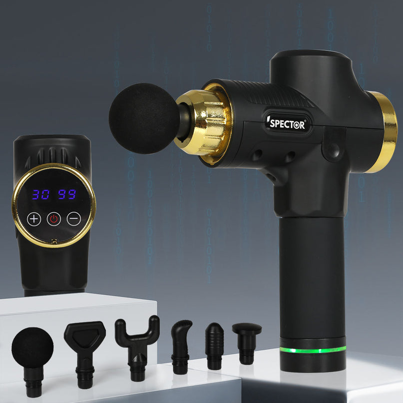 Spector Massage Gun 6 Heads Electric Black