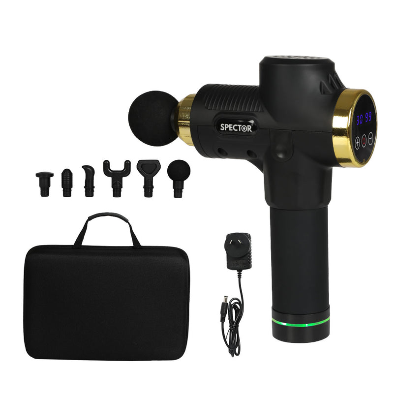 Spector Massage Gun 6 Heads Electric Black