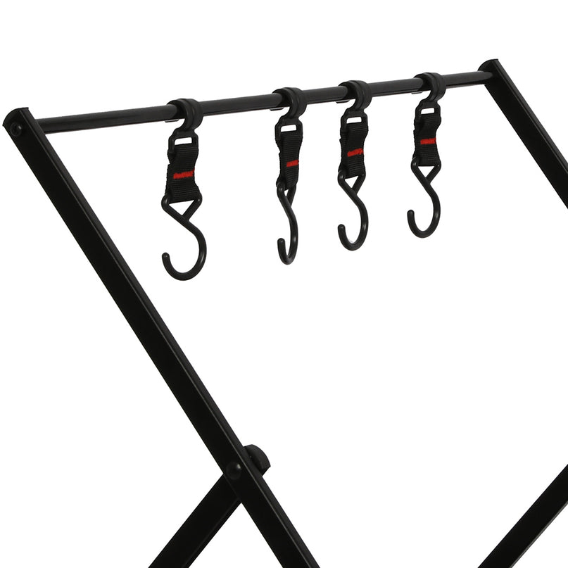 Levede Foldable Camping Storage Shelves 3 Layer with Hooks Black